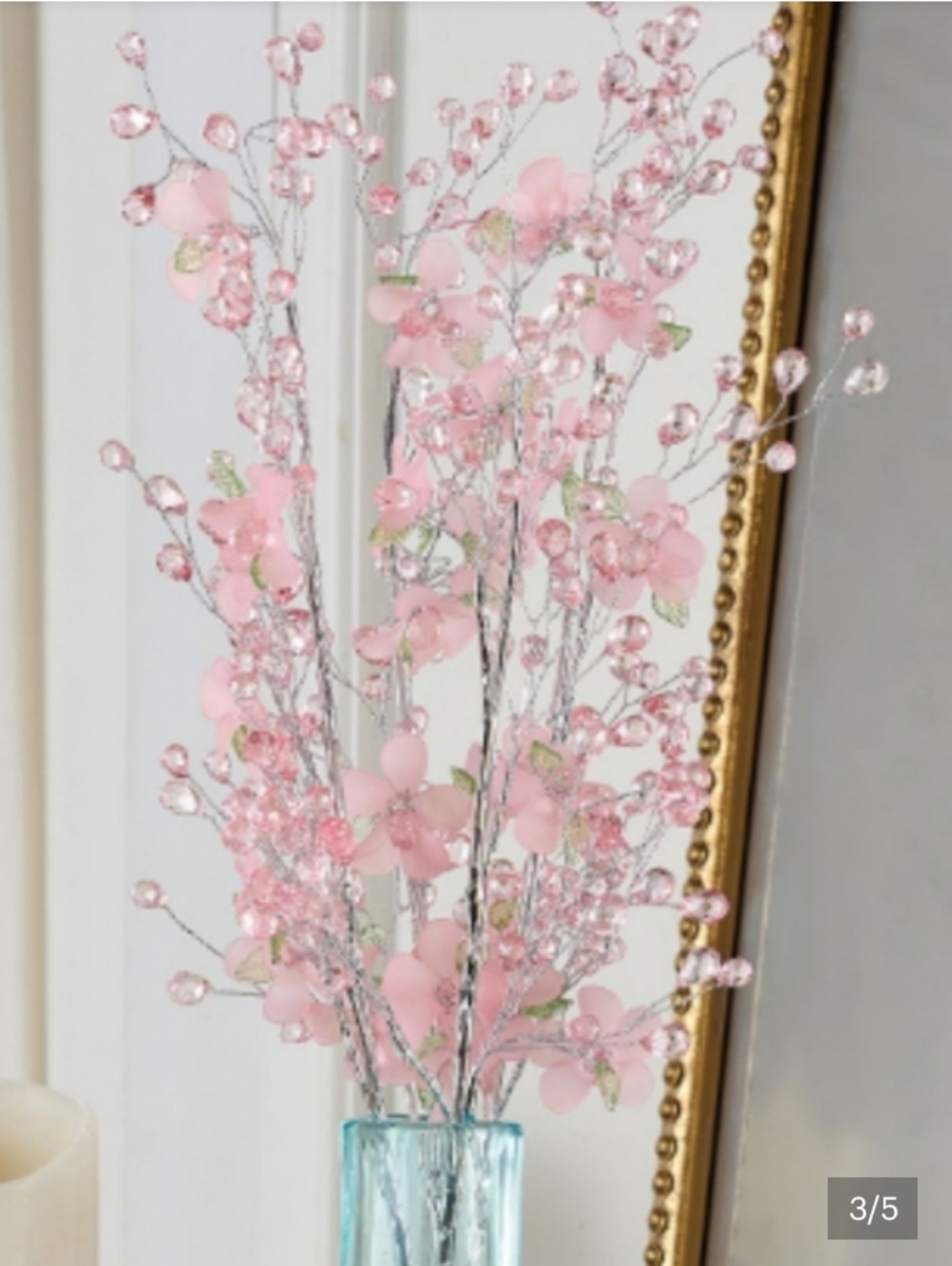 Set of 4 Frosted Flower & Faceted Bead Picks- Pink,,New, by Valeri/QVC